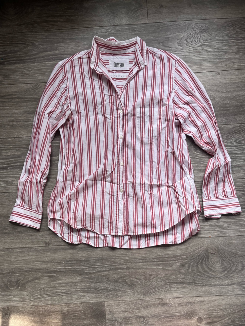 Grayson 100% Cotton White Mauve Vertical Stripe Button Down Spring Summer Size M